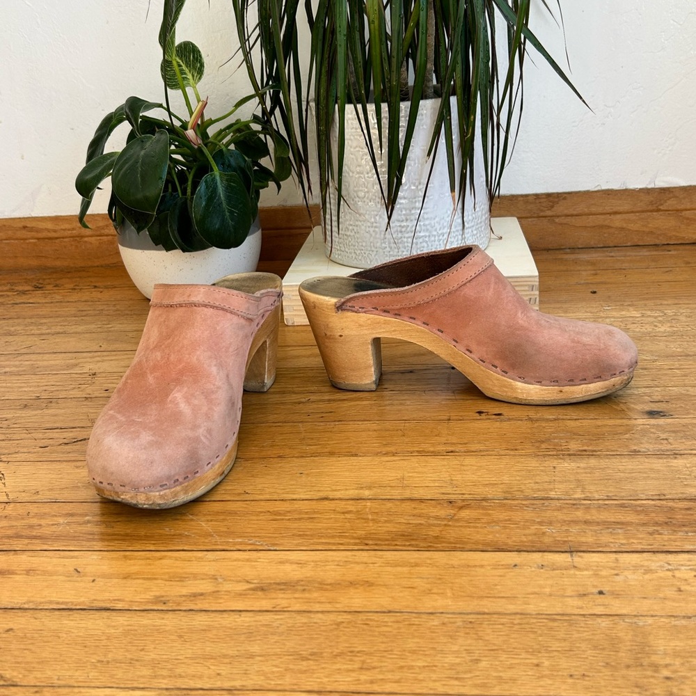 No. 6 Blush pink suede high heel clog sz. 39